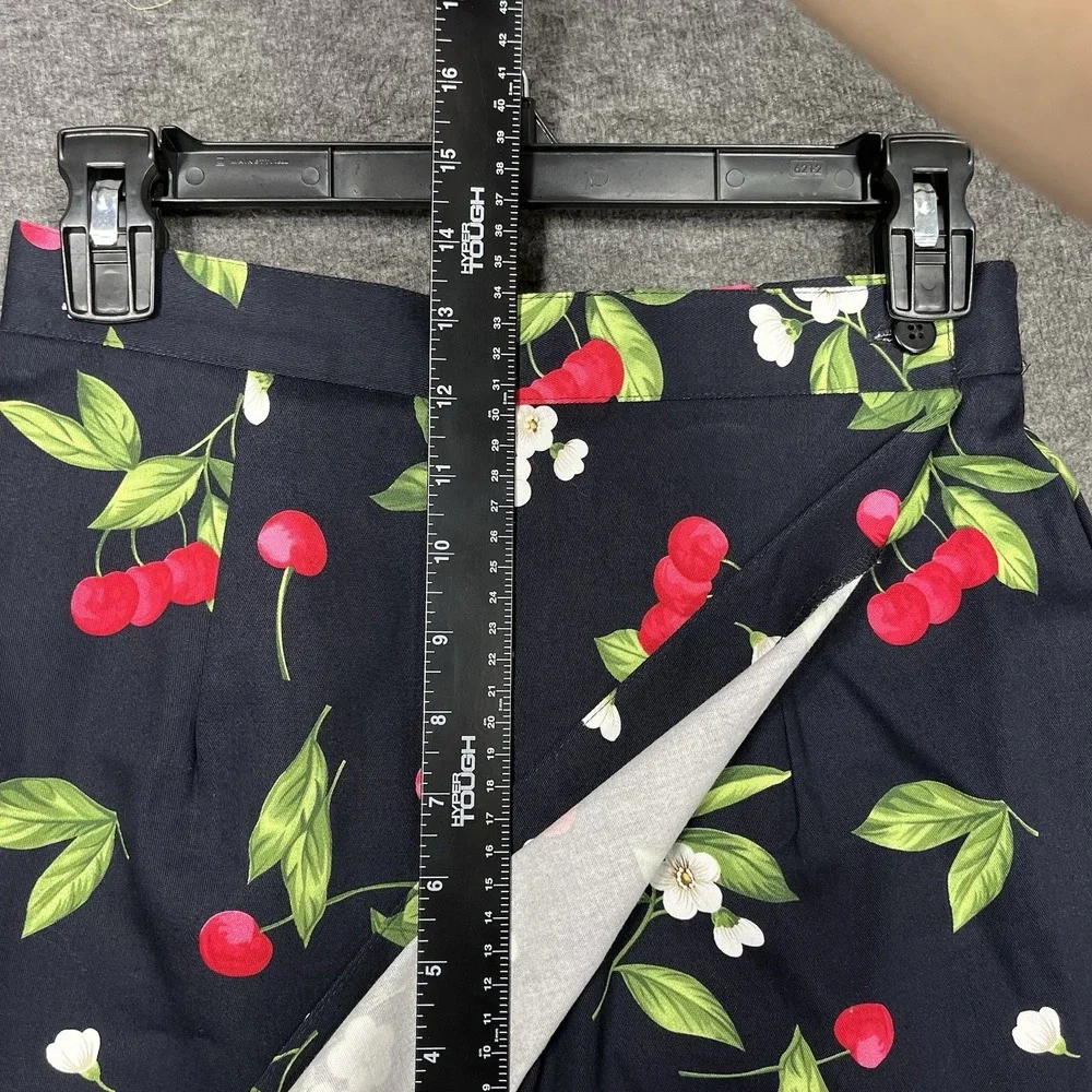 Vintage Briggs Skort Skirt Black Cherry Floral Size 8 Cotton Stretch High Rise